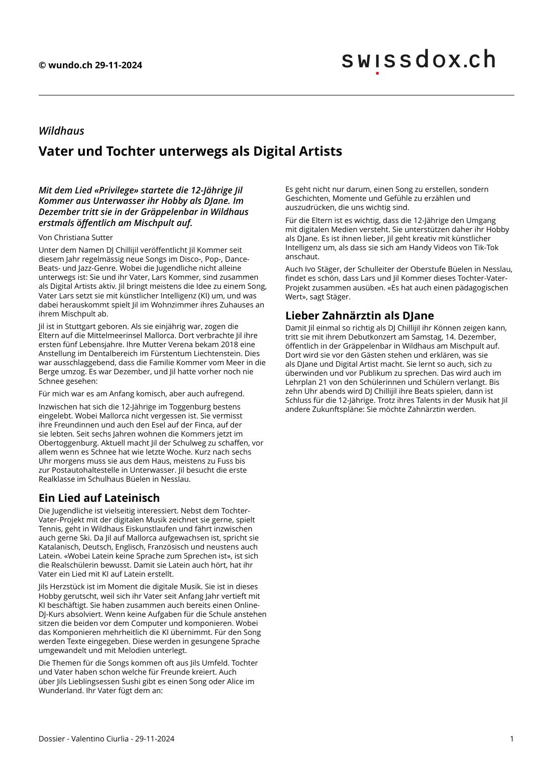 W&O article Vater und Tochter unterwegs als Digital Artists